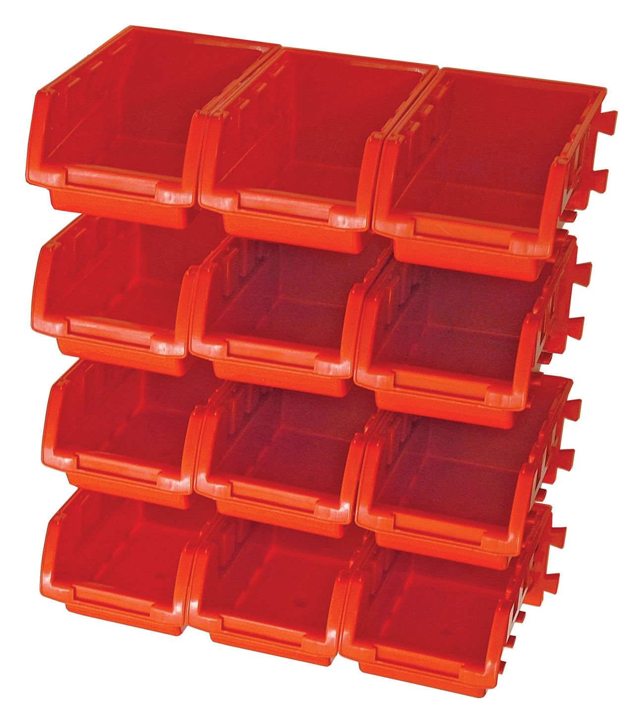 Image of Faithfull 12 Plastic Storage Bins with Wall Mounting Rails