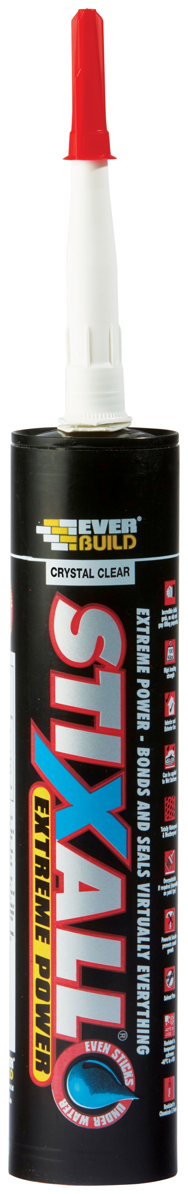 Image of Everbuild Stixall Extreme Power 290ml Sealant & Adhesive - Crystal Clear