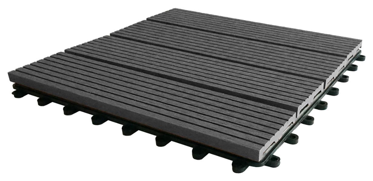 Image of Eva-Tech Composite Grey Grooved Deck Tile 300 x 300mm Pk 4