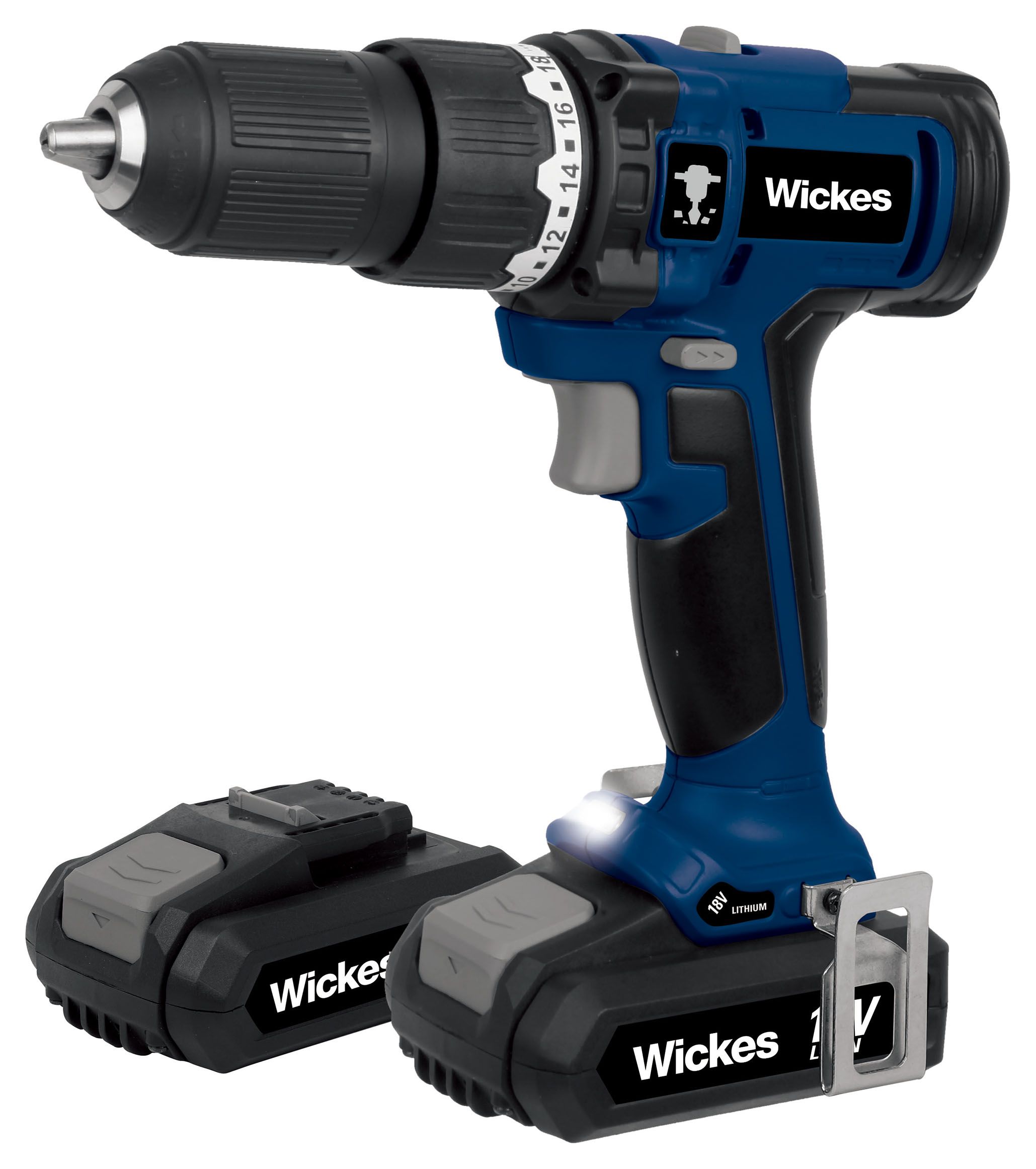 Image of Wickes 18V 2 x 1.5Ah Li-ion Cordless Combi Drill