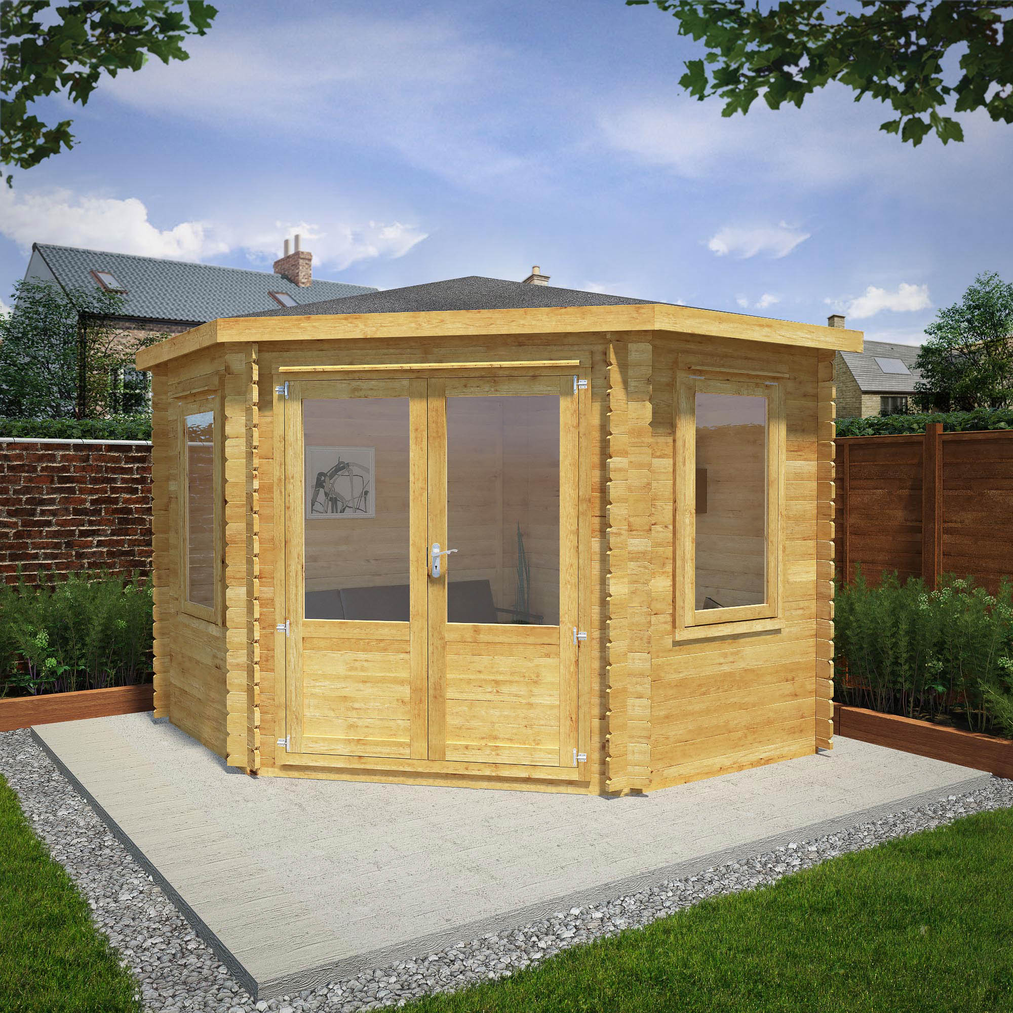 Image of Mercia 3 x 3m 28mm Log Thickness Corner Log Cabin with Assembly