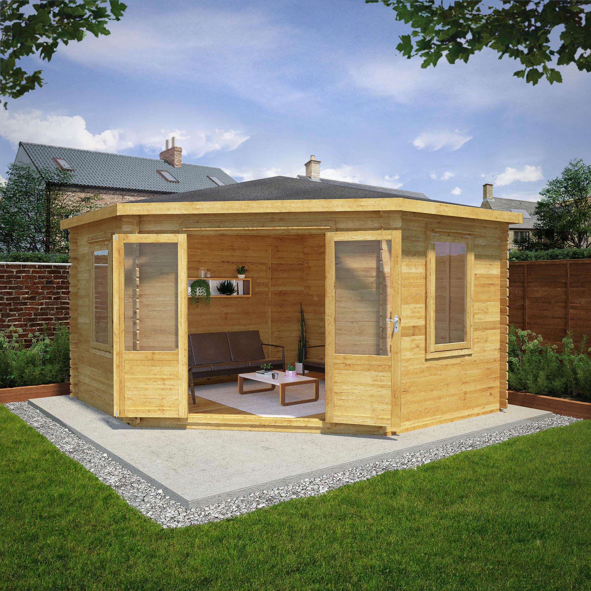 Image of Mercia 4 x 4m 28mm Log Thickness Corner Log Cabin