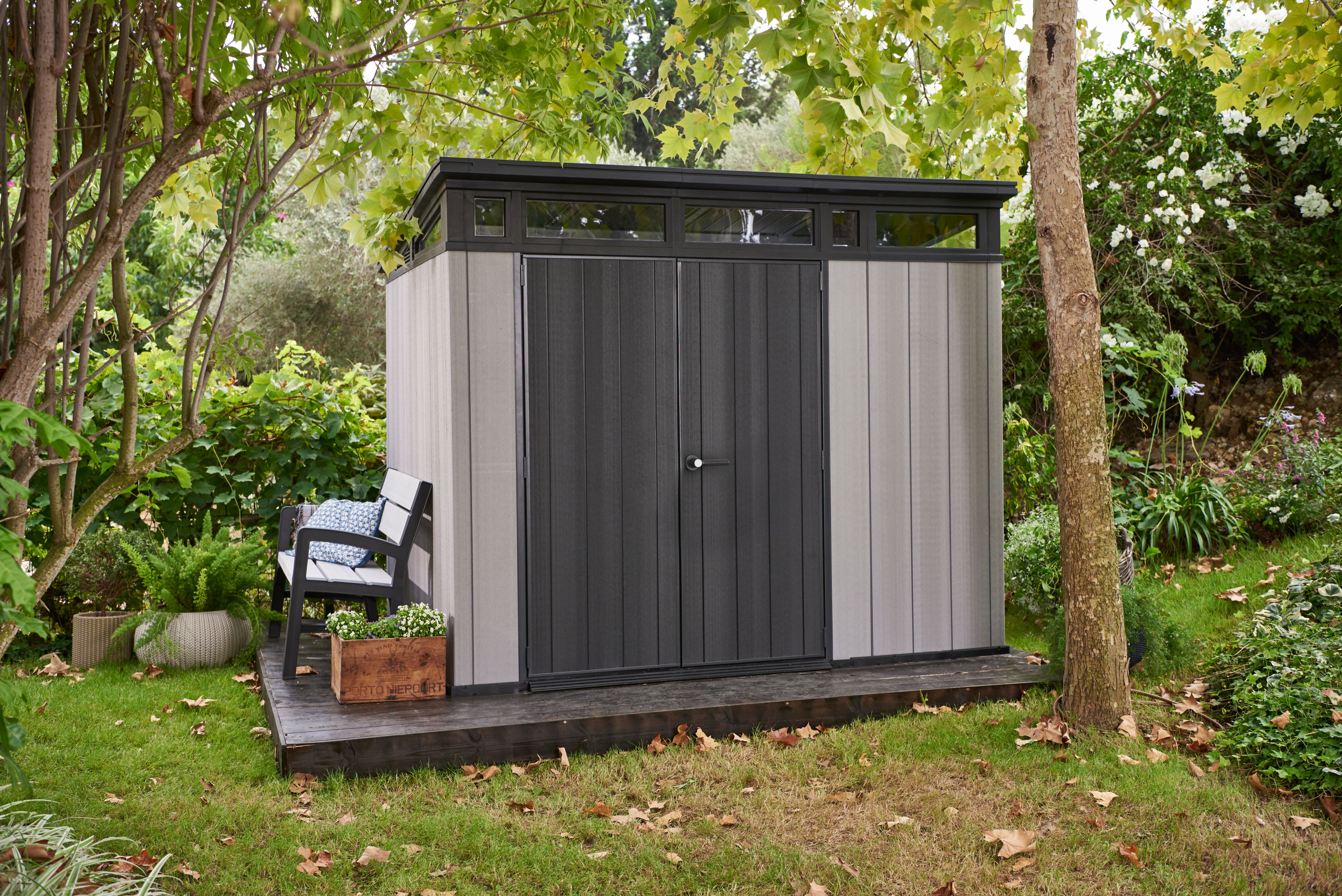 Keter Artisan Grey Double Door Outdoor Pent Garden Storage Shed - 7 x 9ft