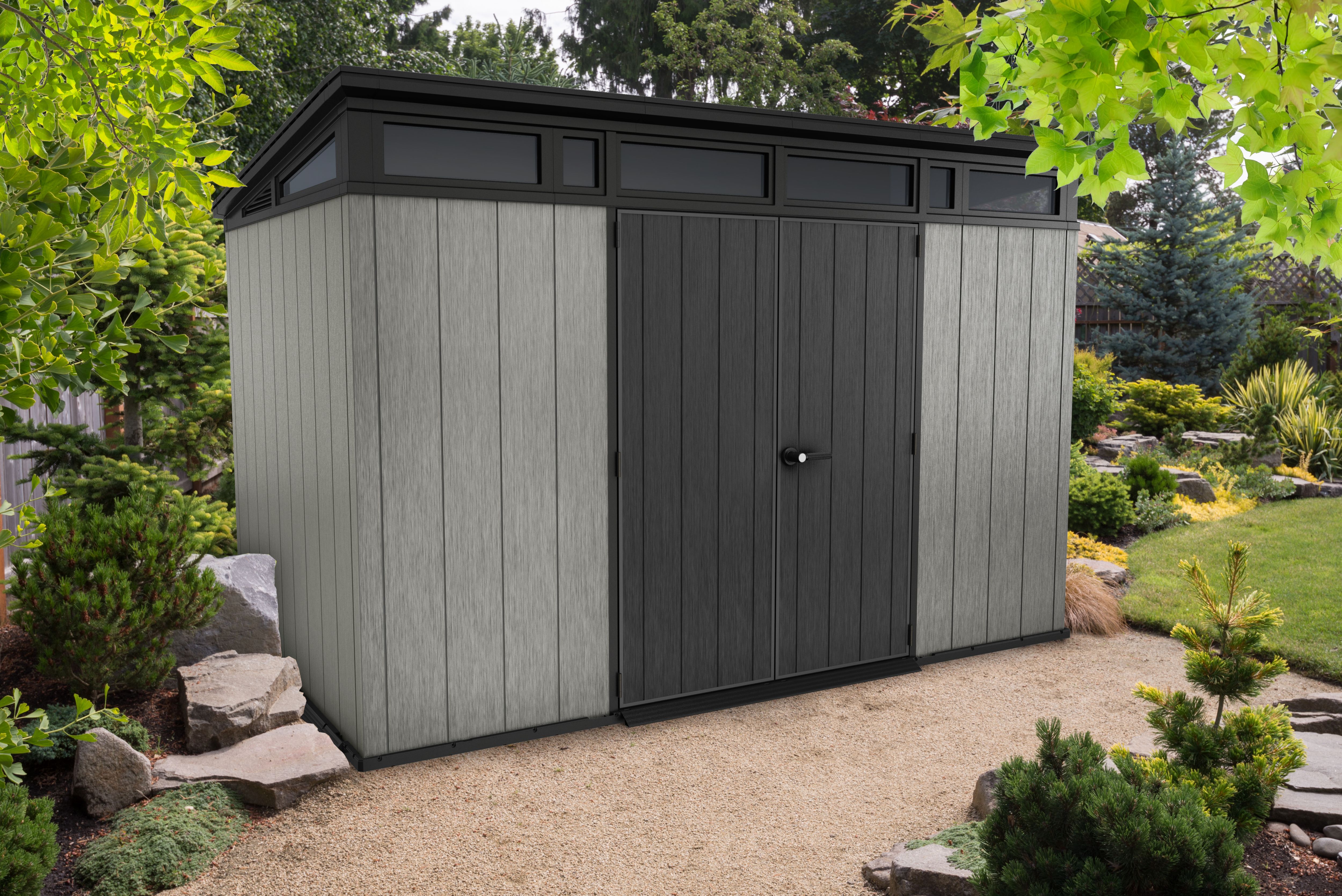 Keter Artisan Grey Double Door Outdoor Pent Garden Storage Shed - 11 x 7ft
