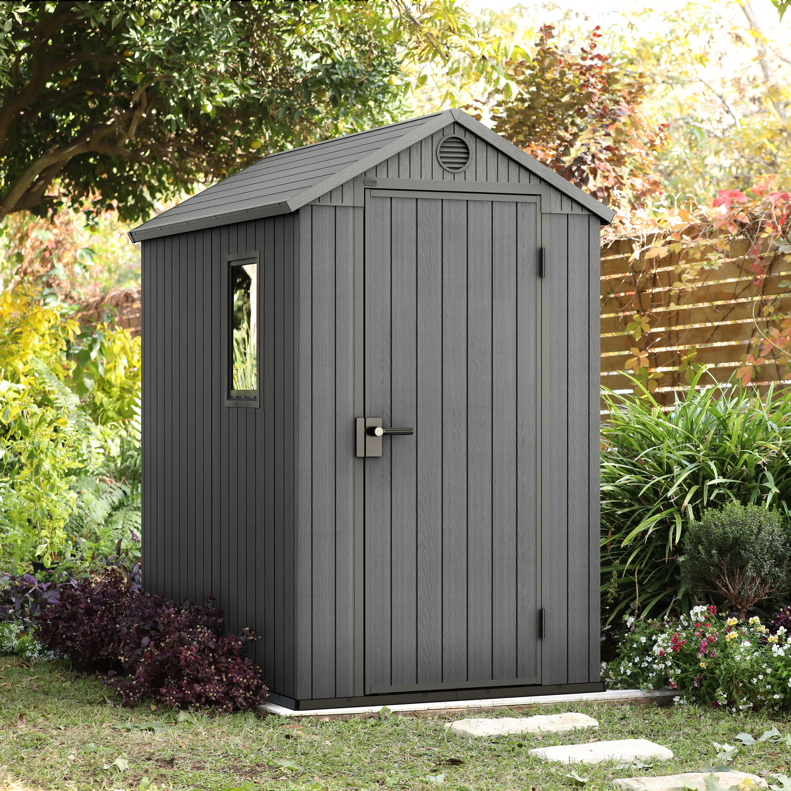 Keter Darwin Grey Outdoor Apex Garden Storage Shed - 6 x 4ft