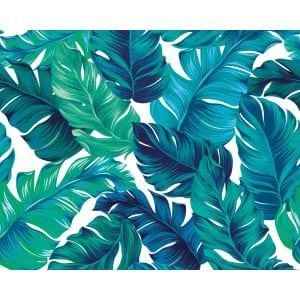 ohpopsi Turquoise/ Green Tropical Leaves Wall Mural