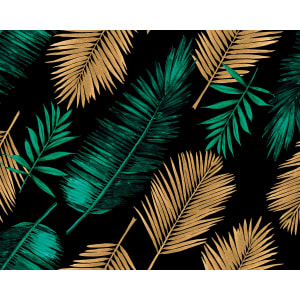 ohpopsi Emerald Green & Gold Palm Leaves Wall Mural