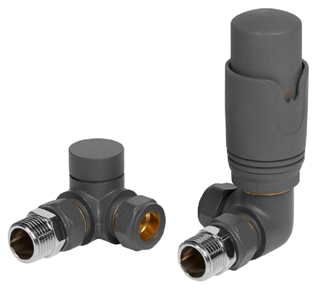 Towelrads Corner Lockshield Radiator Valve - Anthracite