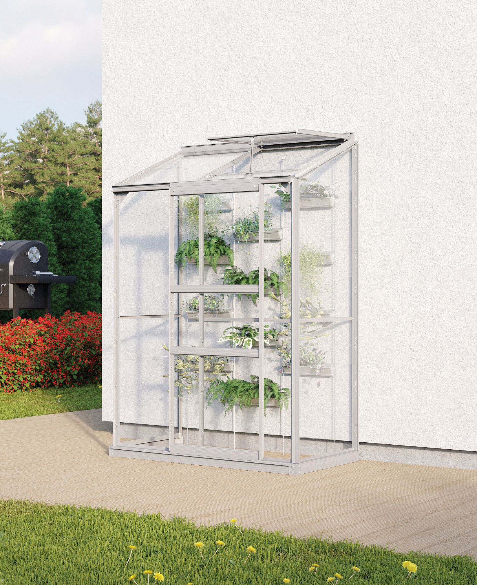 Image of Vitavia Ida 2 x 4ft Toughened Glass Greenhouse with Steel Base