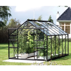 Vitavia Jupiter 8 x 12ft Black Horticultural Glass Greenhouse with Steel Base