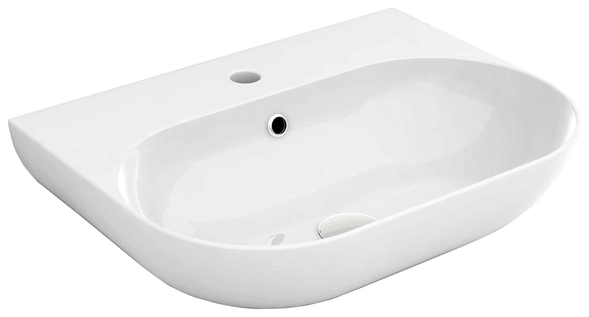 Image of Wickes Teramo 1 Tap Hole White Wall Hung Basin - 550mm