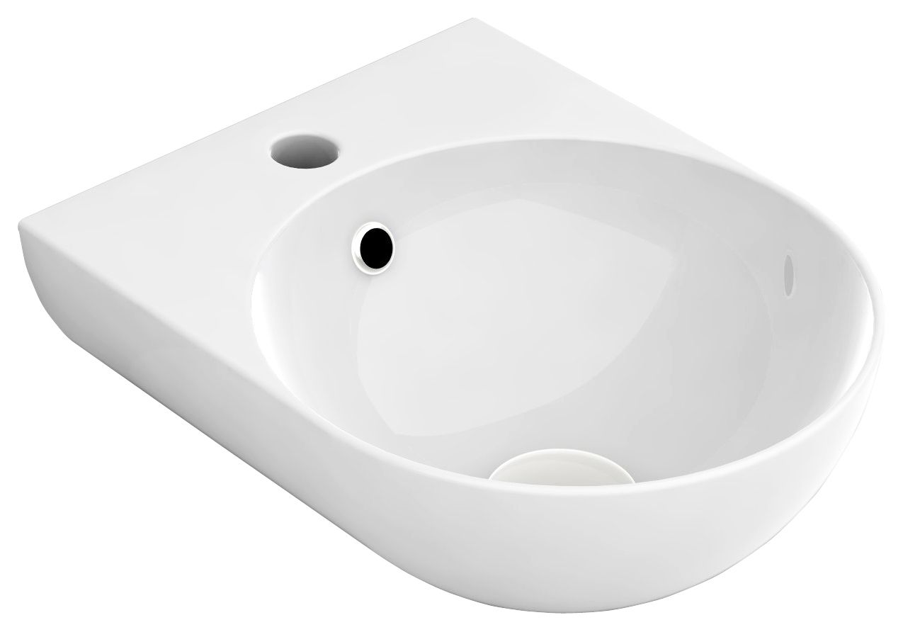 Image of Wickes Teramo 1 Tap Hole White Wall Hung Basin - 300mm