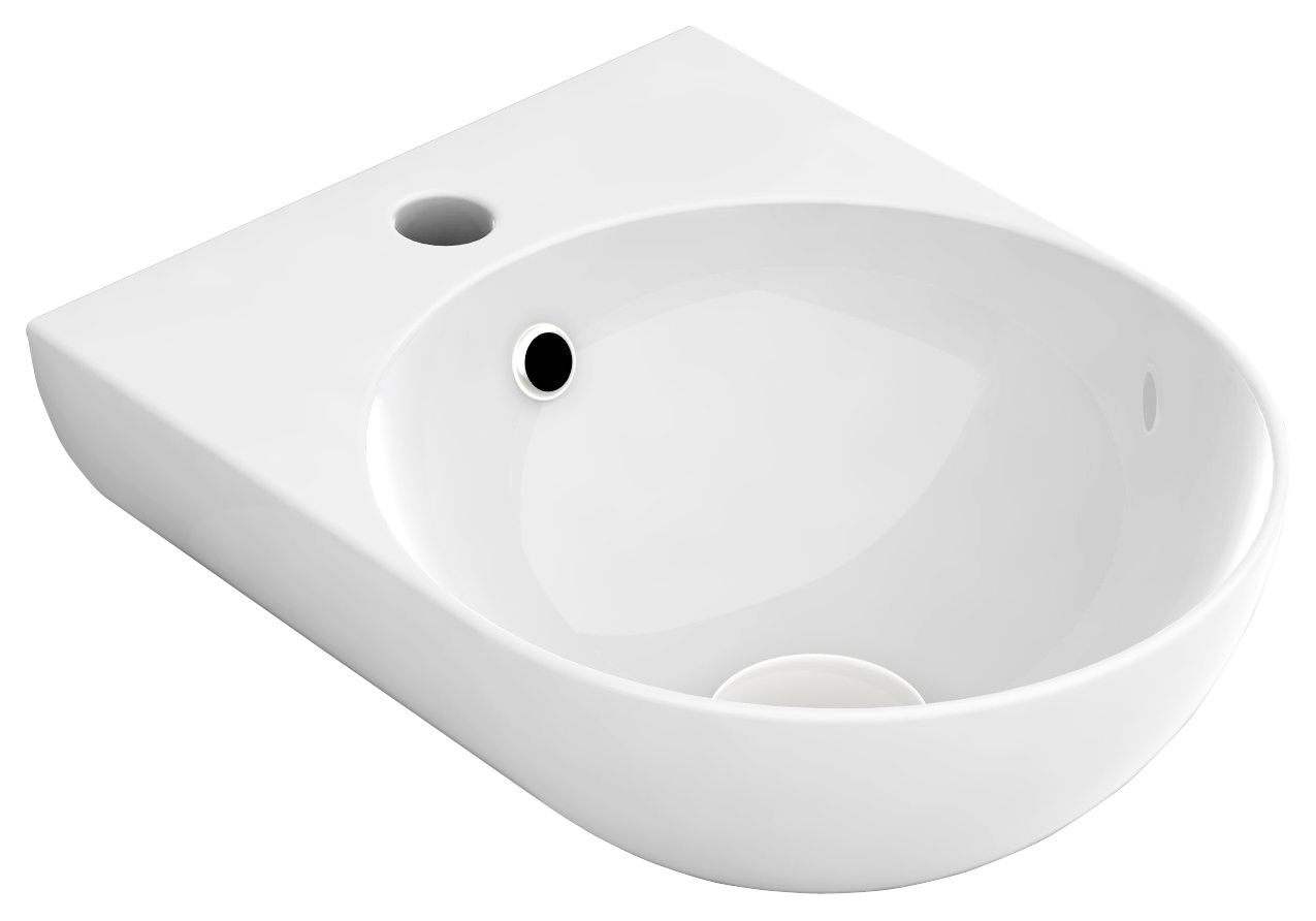 Wickes Teramo 1 Tap Hole White Wall Hung Basin - 300mm