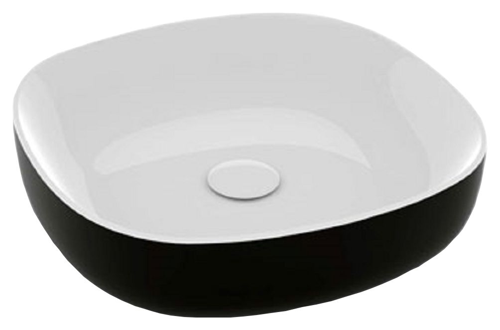 Image of Wickes Meta Square Black and White Countertop Basin - 450mm