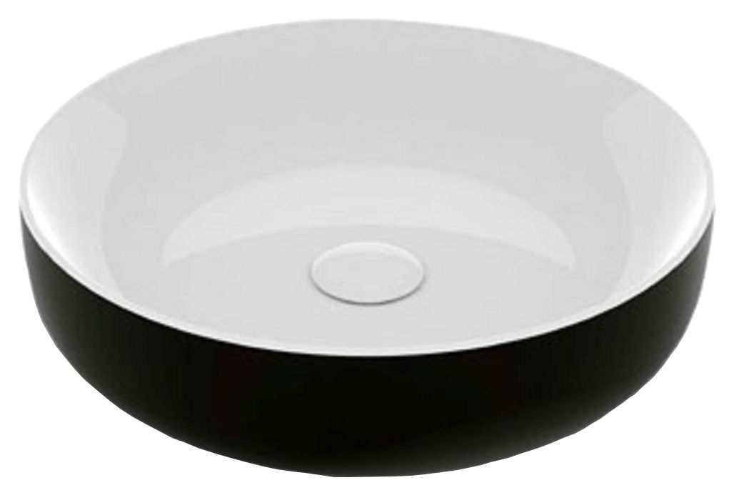 Image of Wickes Meta Round Black and White Countertop Basin - 450mm