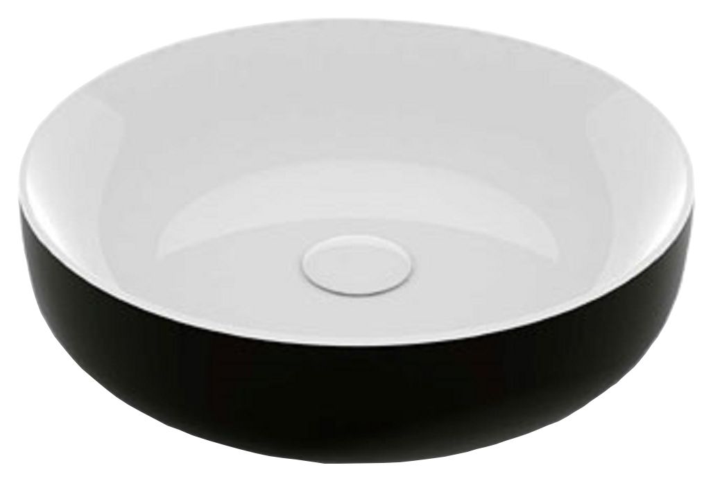 Wickes Meta Round Black and White Countertop Basin - 450mm