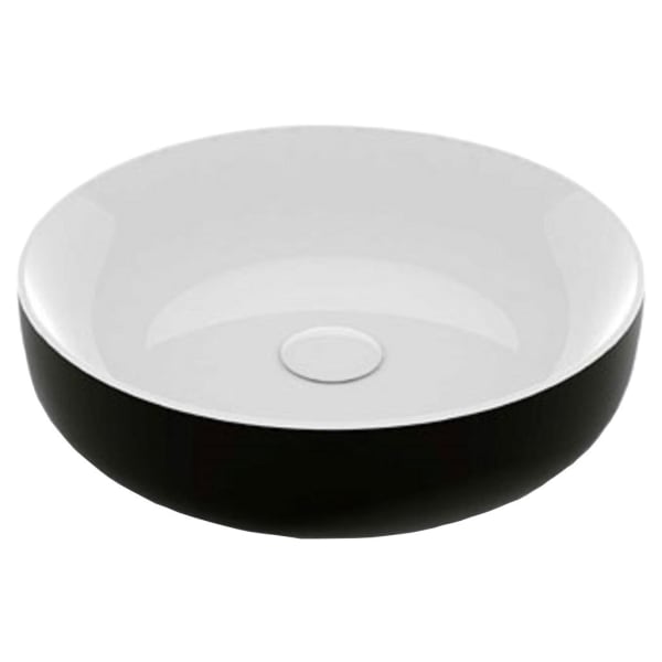 Meta Round Black and White Countertop Basin - 450mm