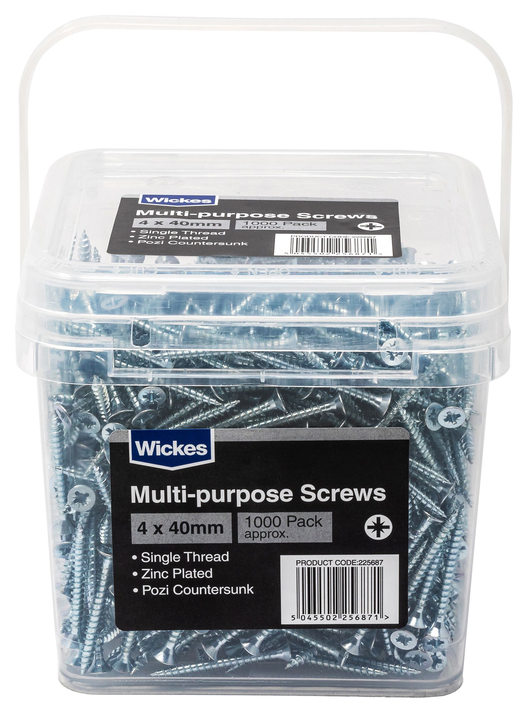 Image of Wickes Single Thread Zinc Plated Screw Tub - 4 X 40mm Pack Of 1000