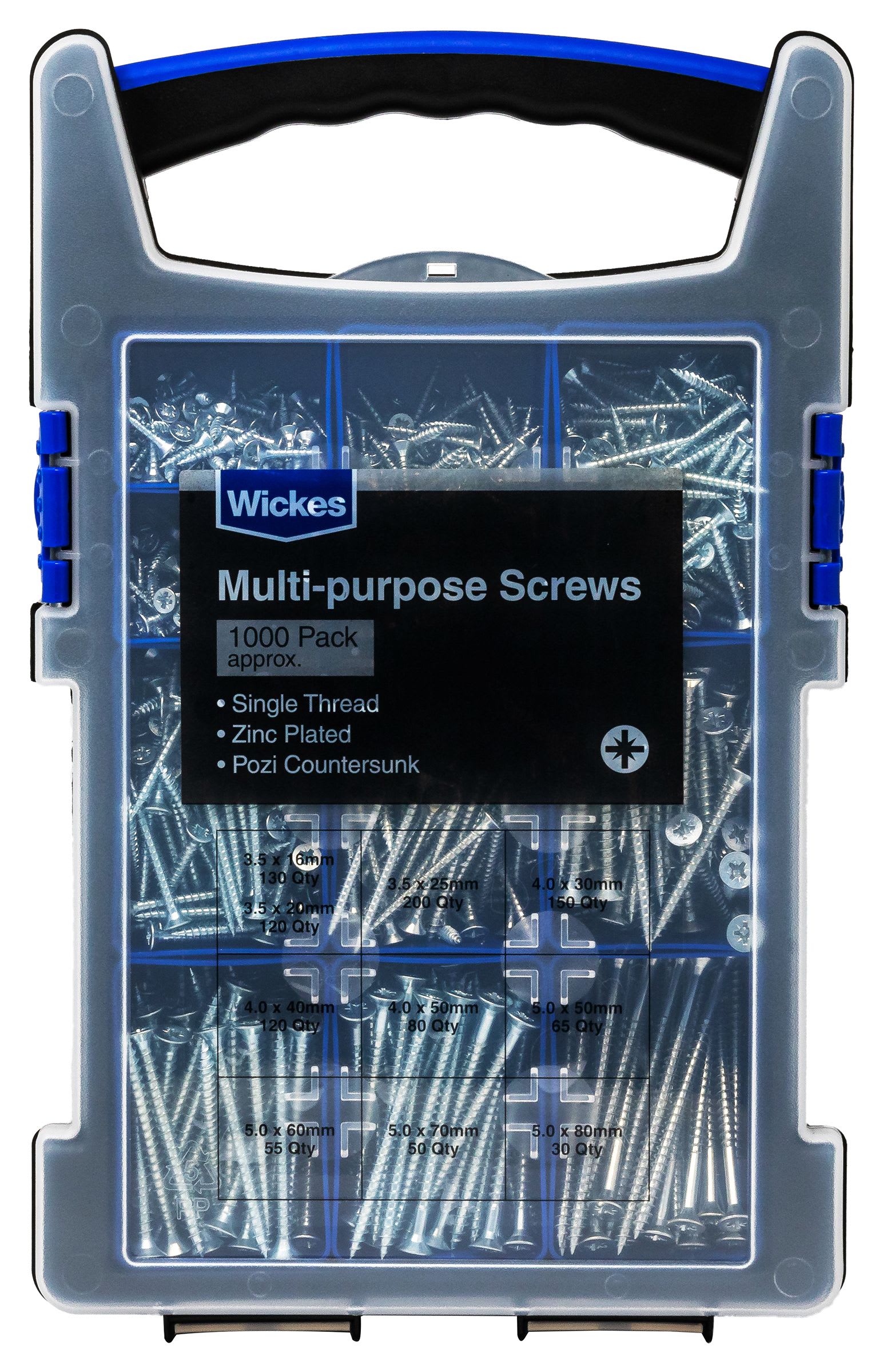 Wickes Single Thread Grab Pack Zinc Plated Screw Pack Of 1000