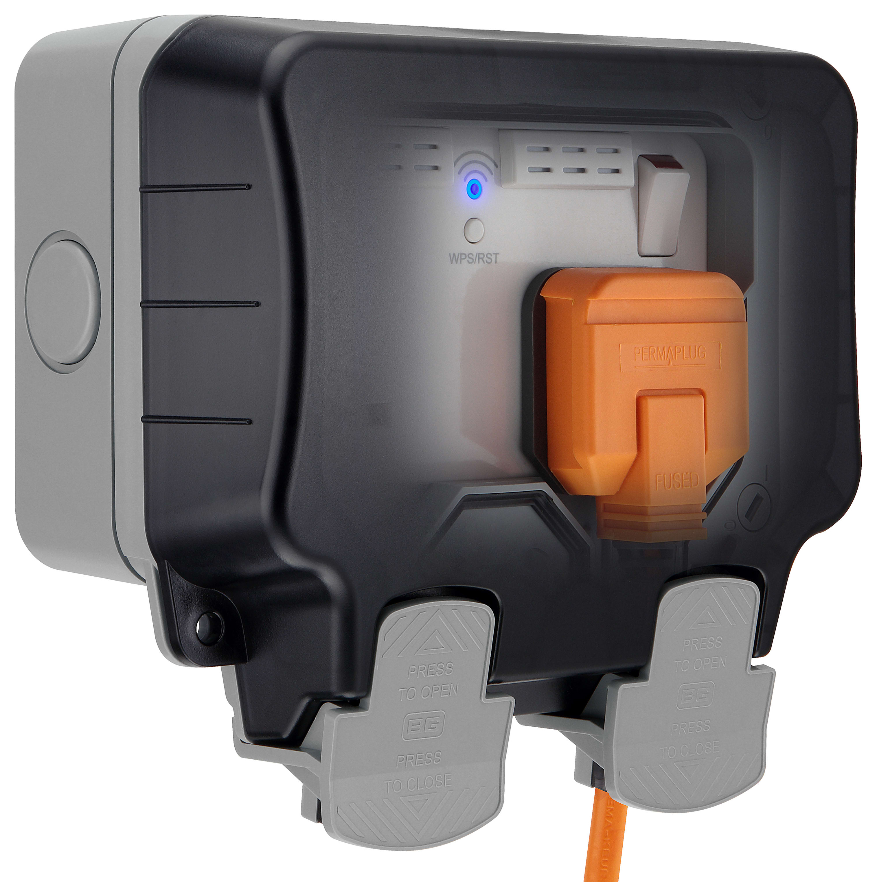 Image of BG Outdoor Double Switched Socket with Wifi Extender