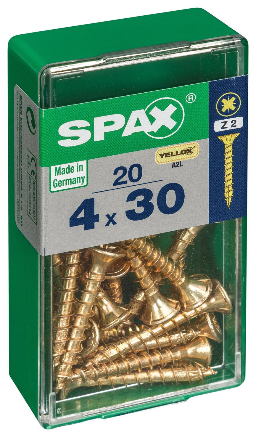 Image of Spax Pz Countersunk Yellox Screws - 4x30mm Pack Of 20