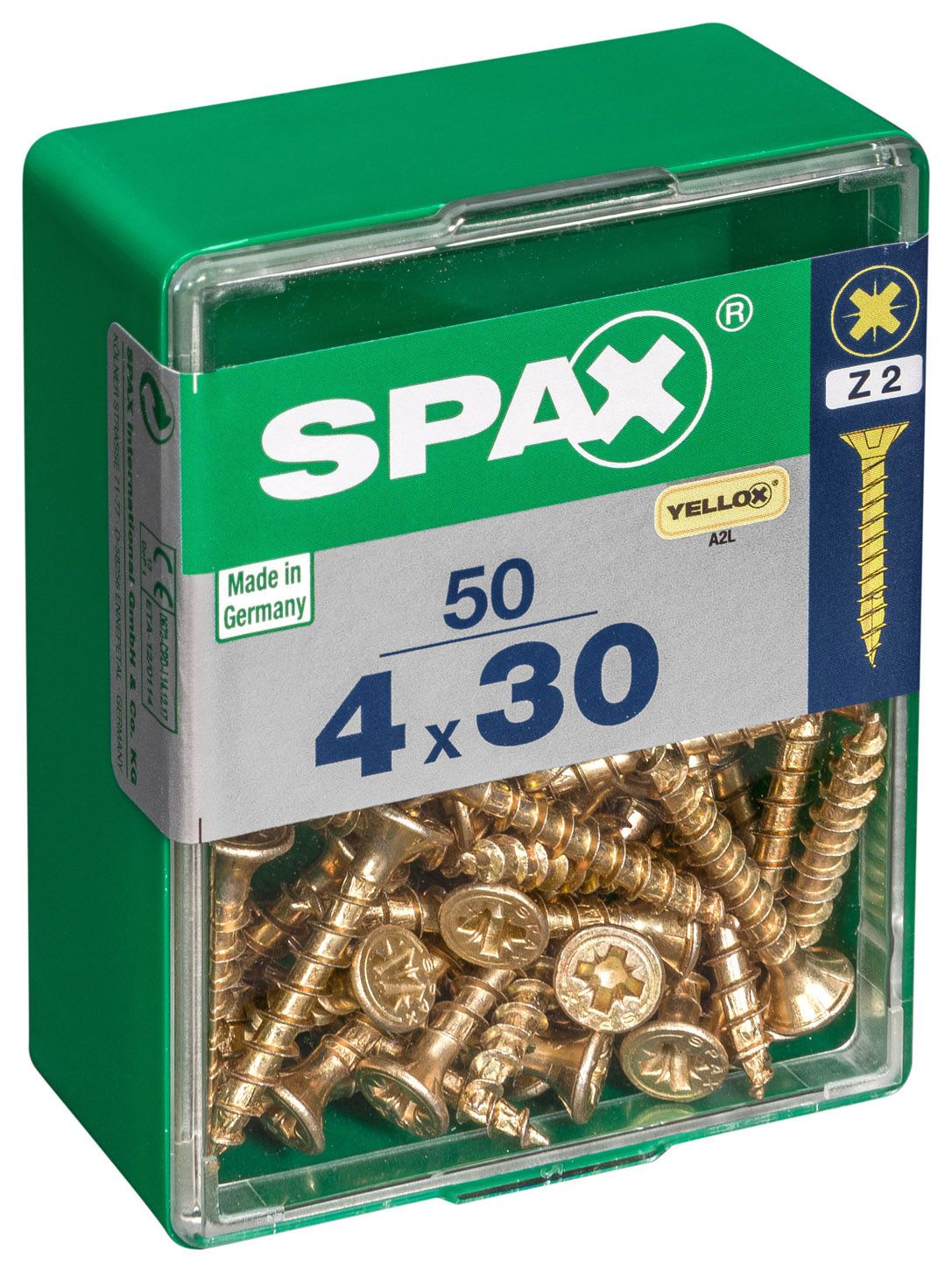 Image of Spax Pz Countersunk Yellox Screws - 4x30mm Pack Of 50