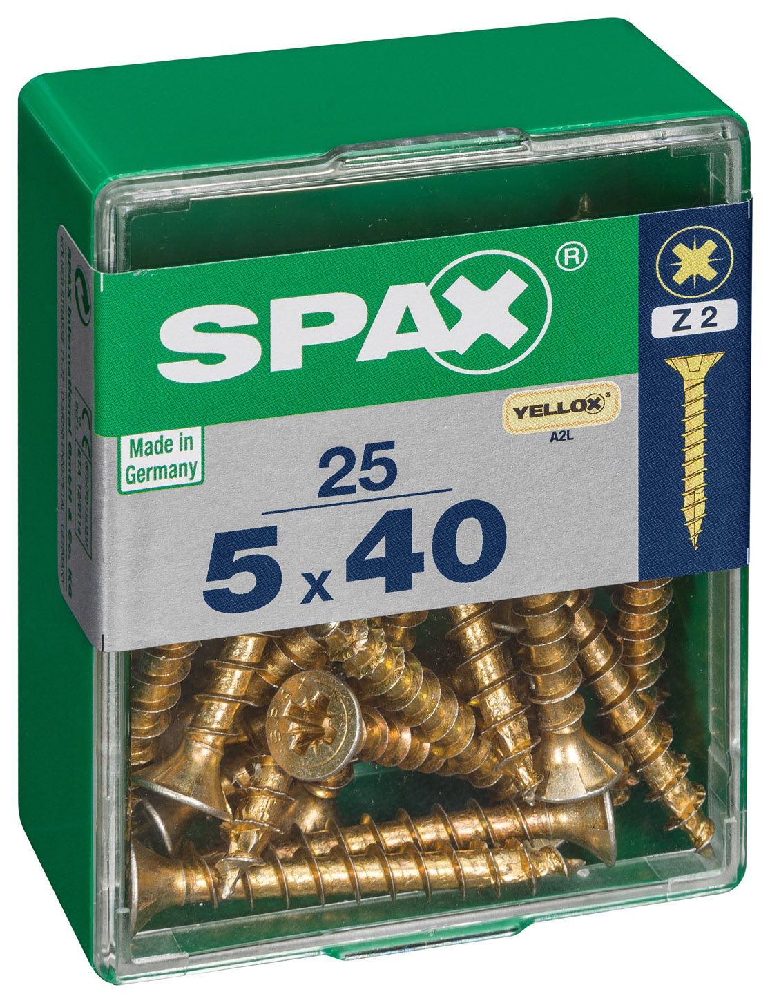 Image of Spax Pz Countersunk Yellox Screws - 5x40mm Pack Of 25