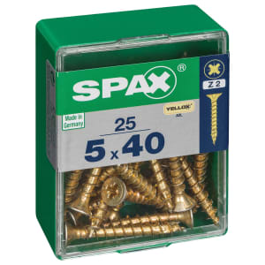 Spax Pz Countersunk Yellox Screws - 5x40mm Pack Of 25