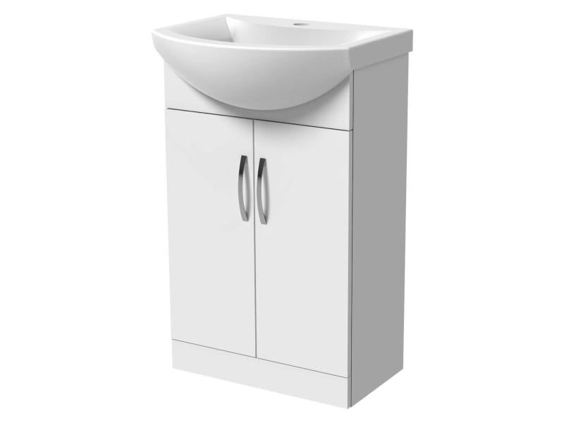 WHITE UNDER SINK BATHROOM STORAGE CABINET CUPBOARD VANITY UNIT 4 STORAGE  SHELVES