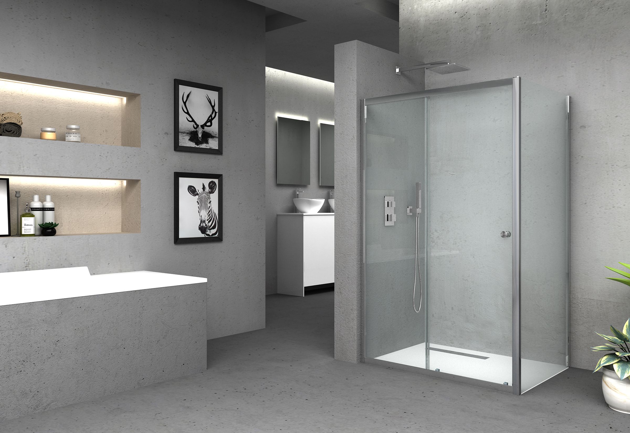 Image of Vision 6mm Chrome Framed Shower Side Panel Only - 1850 x 800mm