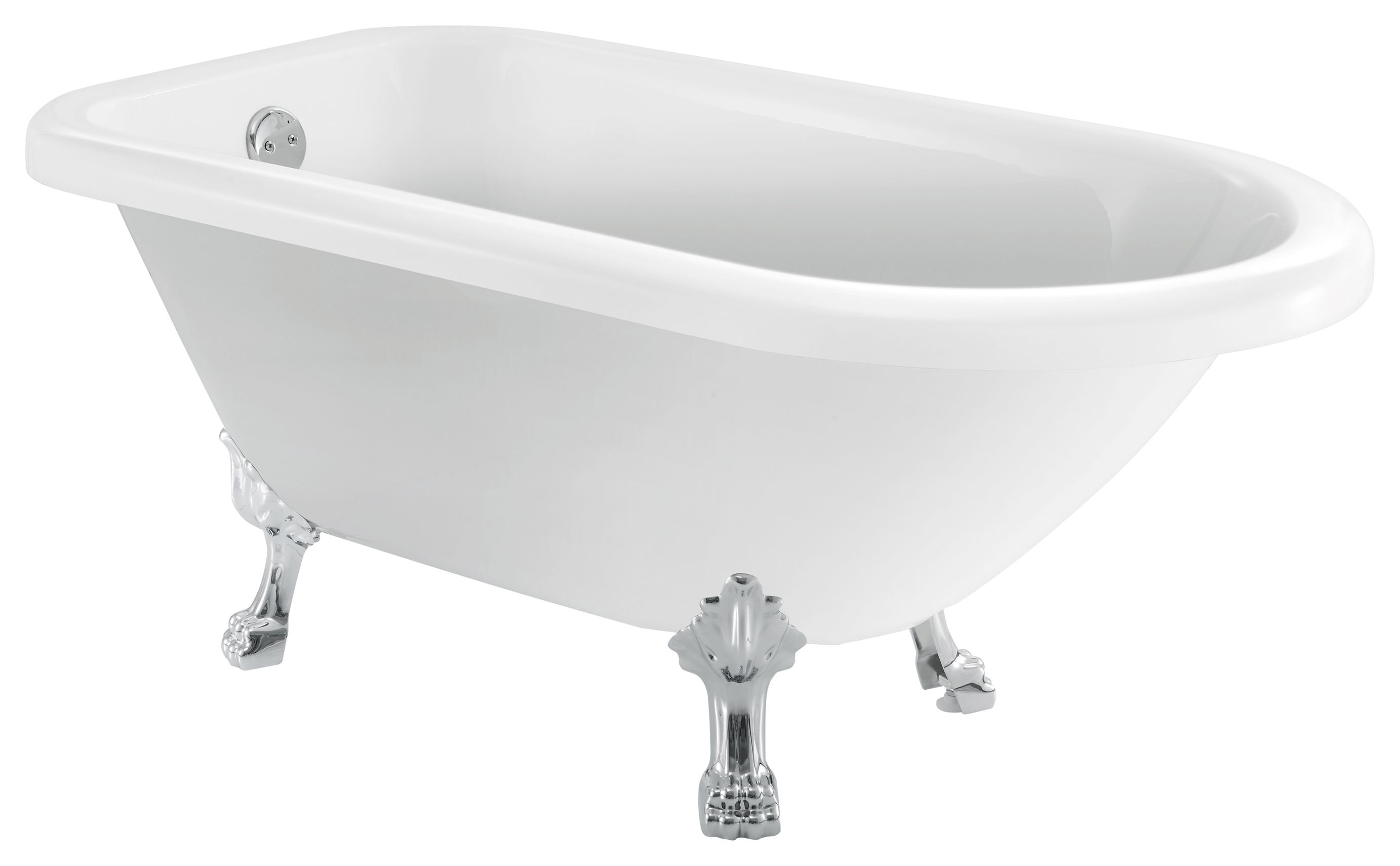 Wickes Warwick Freestanding Traditional Single Ended Roll Top Bath - 1570 x 635mm