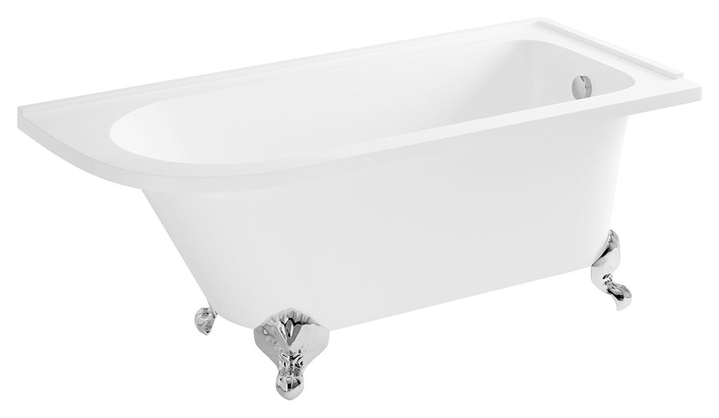 Image of Wickes Acrylic Traditional Right Hand Freestanding Roll Top Shower Bath - 1680 x750mm