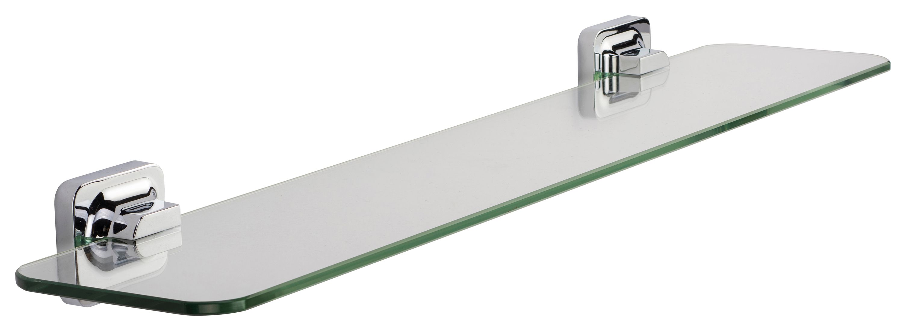 Image of Croydex Flexi-Fix™ Shoreditch Bathroom Glass Shelf - Chrome