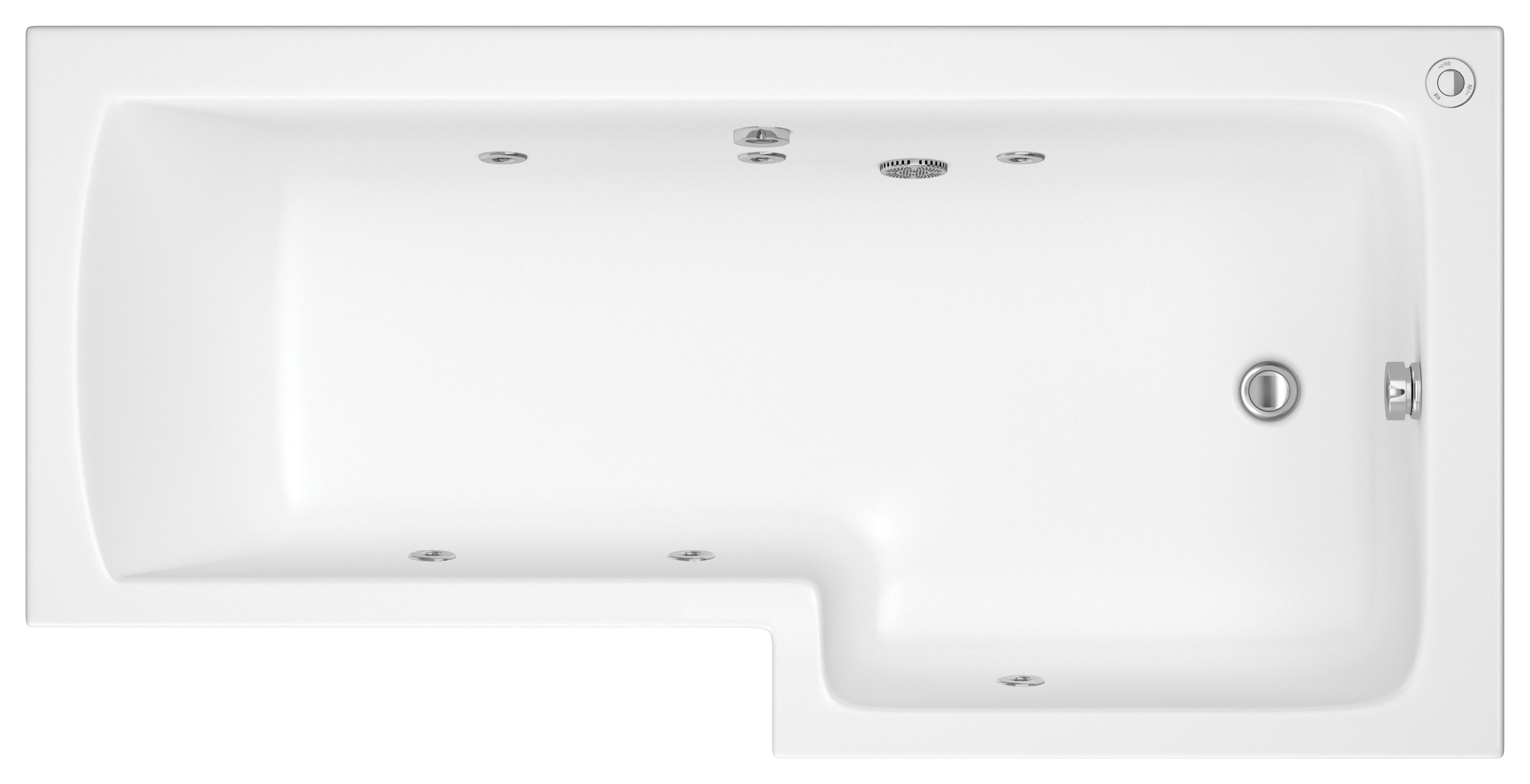 Wickes Veroli 6 Jet Right Hand Reinforced L-Shaped Whirlpool Bath - 1700 x 850mm