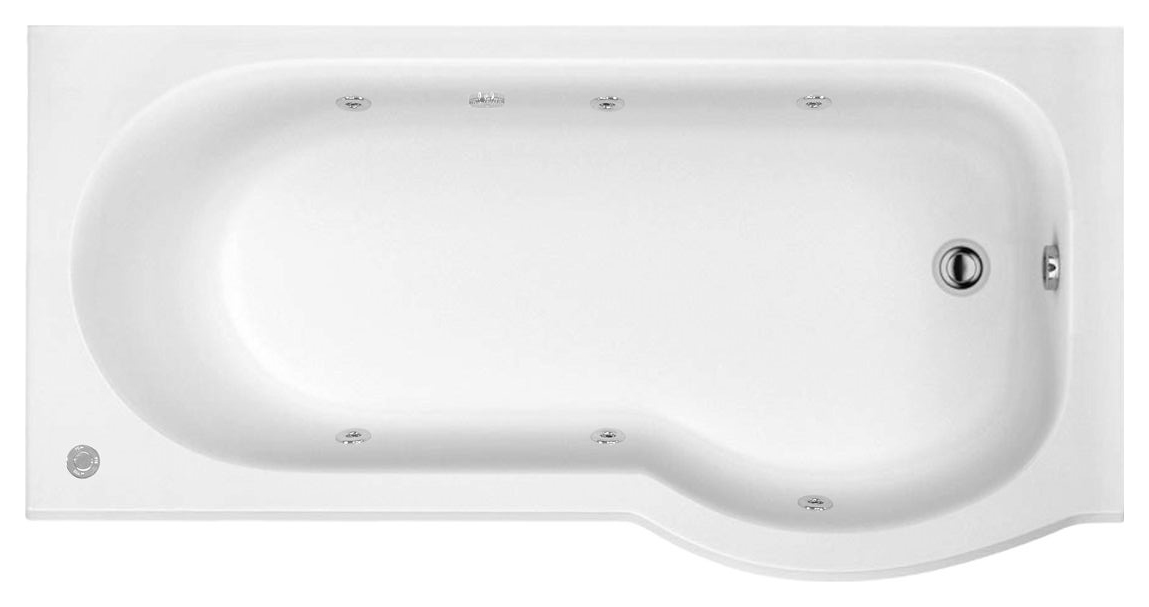 Wickes Valsina 6 Jet Right Hand Reinforced P-Shaped Whirlpool Bath - 1675 x 850mm