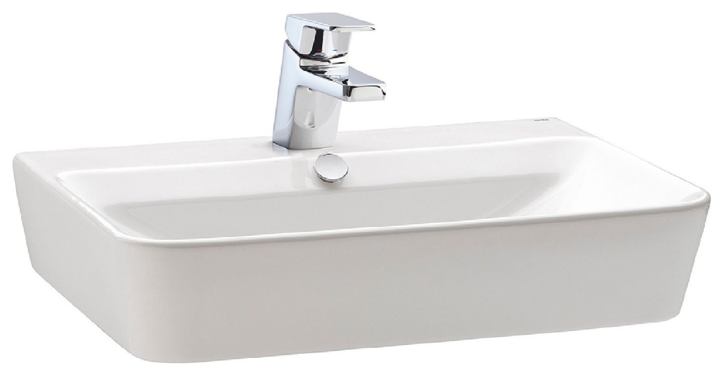 Image of Wickes Emma 1 Tap Hole Wall Hung Square Bathroom Basin - 600mm
