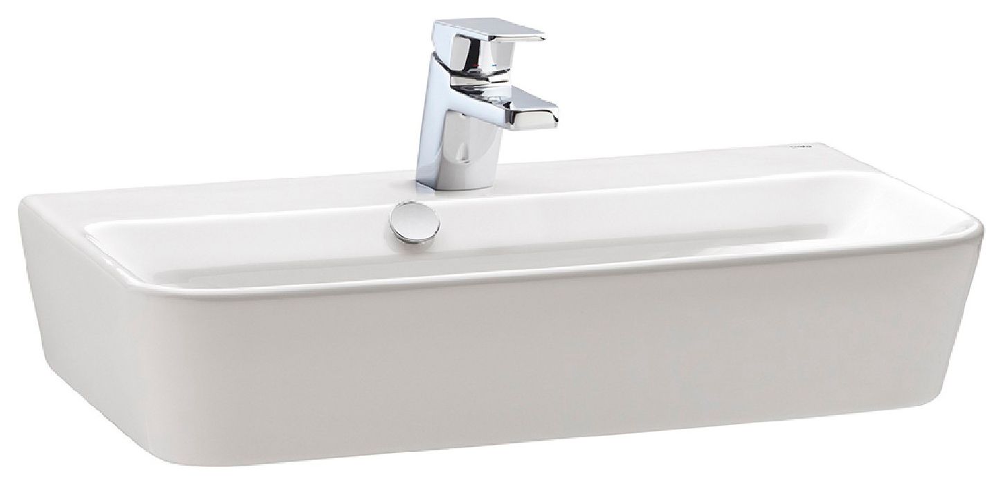 Image of Wickes Emma 1 Tap Hole Wall Hung Square Bathroom Basin - 500mm