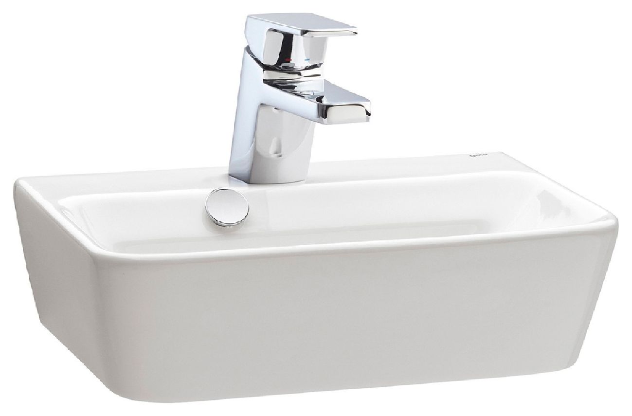 Image of Wickes Emma 1 Tap Hole Wall Hung Square Bathroom Basin - 420mm