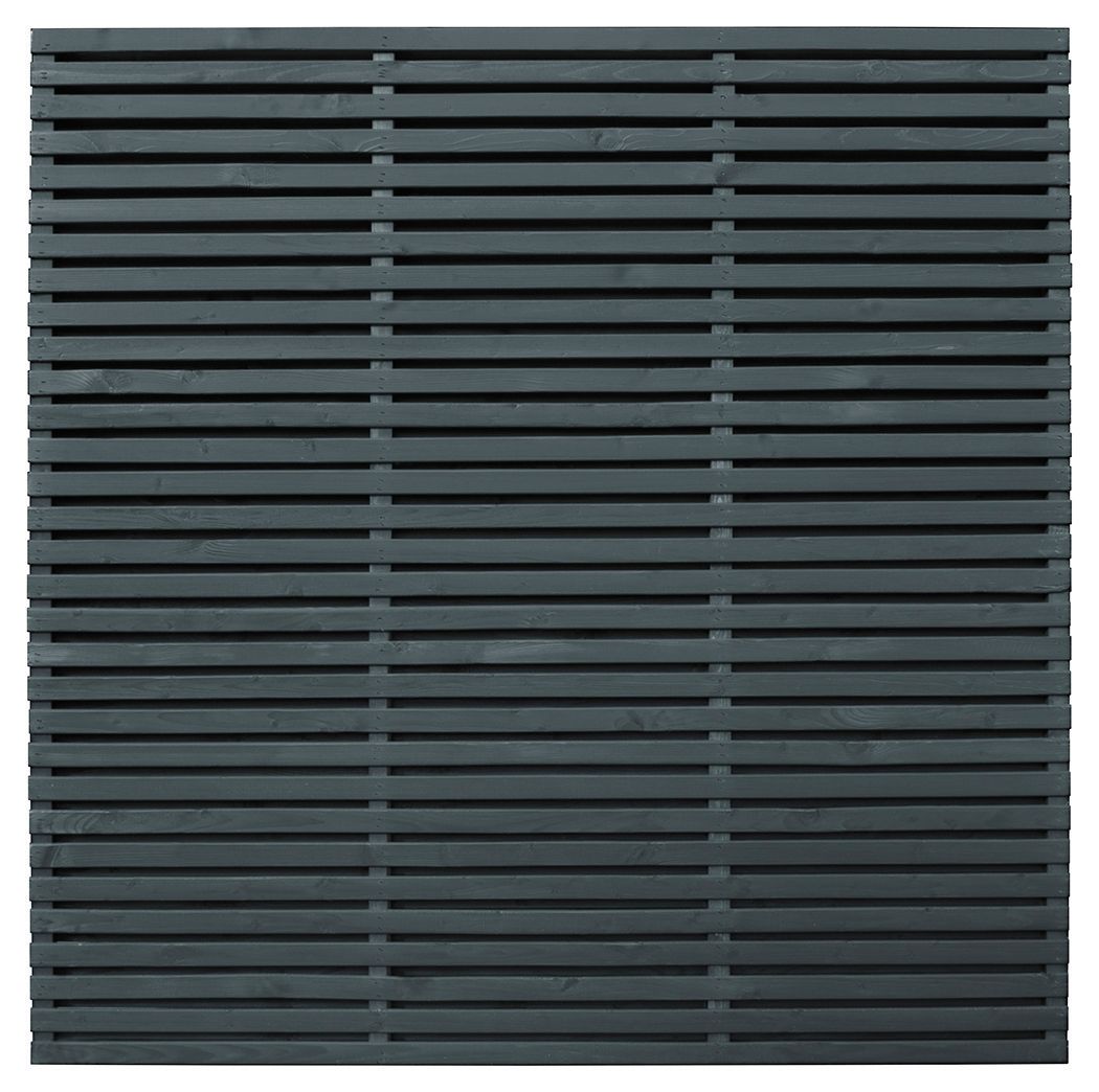 Image of Forest Garden Double Slatted Grey Fence Panel - 1800 x 1800mm - 6 x 6ft - Pack of 3