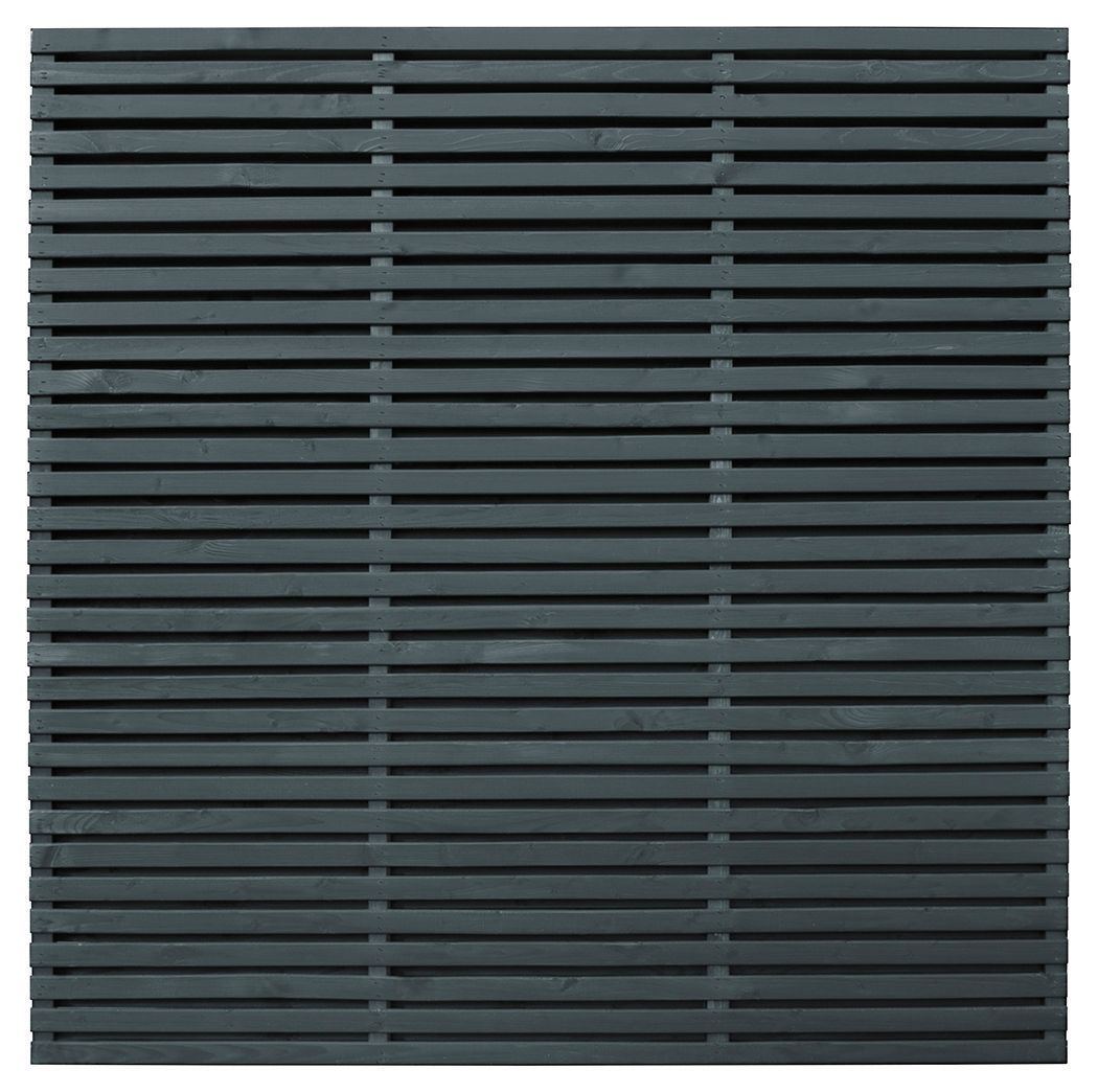 Forest Garden Double Slatted Grey Fence Panel - 1800 x 1800mm - 6 x 6ft - Pack of 4