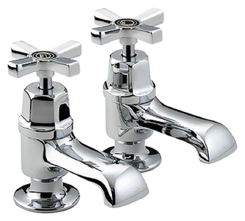 Bristan Art Deco Pair of Chrome Crosshead Bath Taps