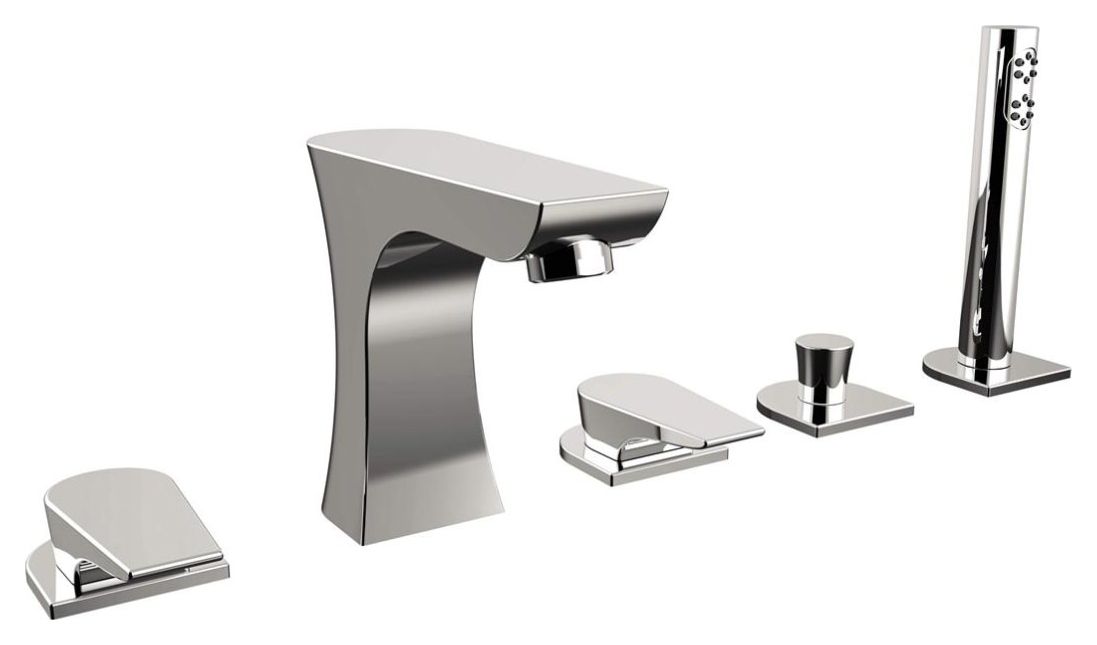 Image of Bristan Hourglass 5 Hole Deck Bath Shower Mixer Tap - Chrome