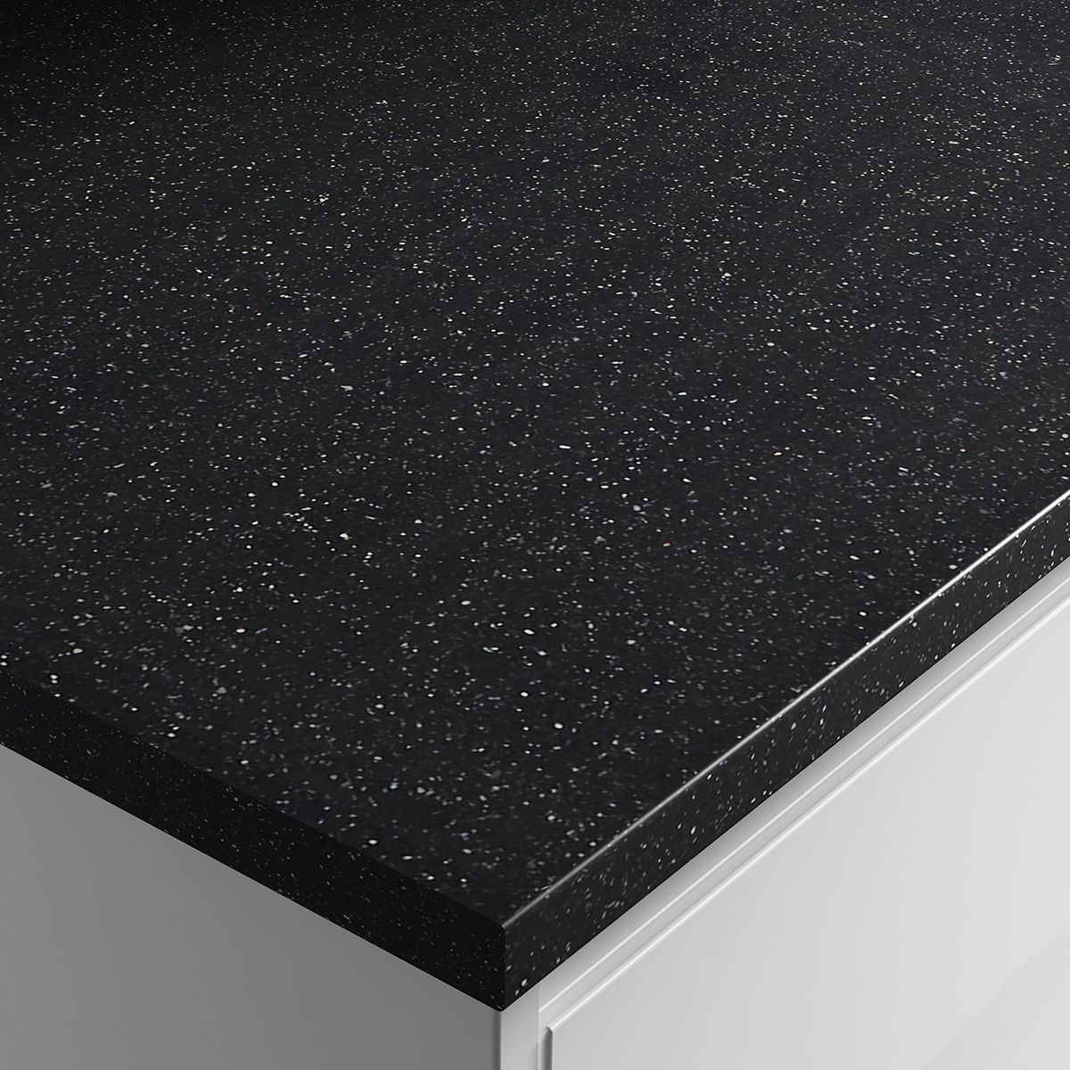 Image of Wickes Black Quartz Laminate Bathroom Worktop - 2m x 337mm x 28mm