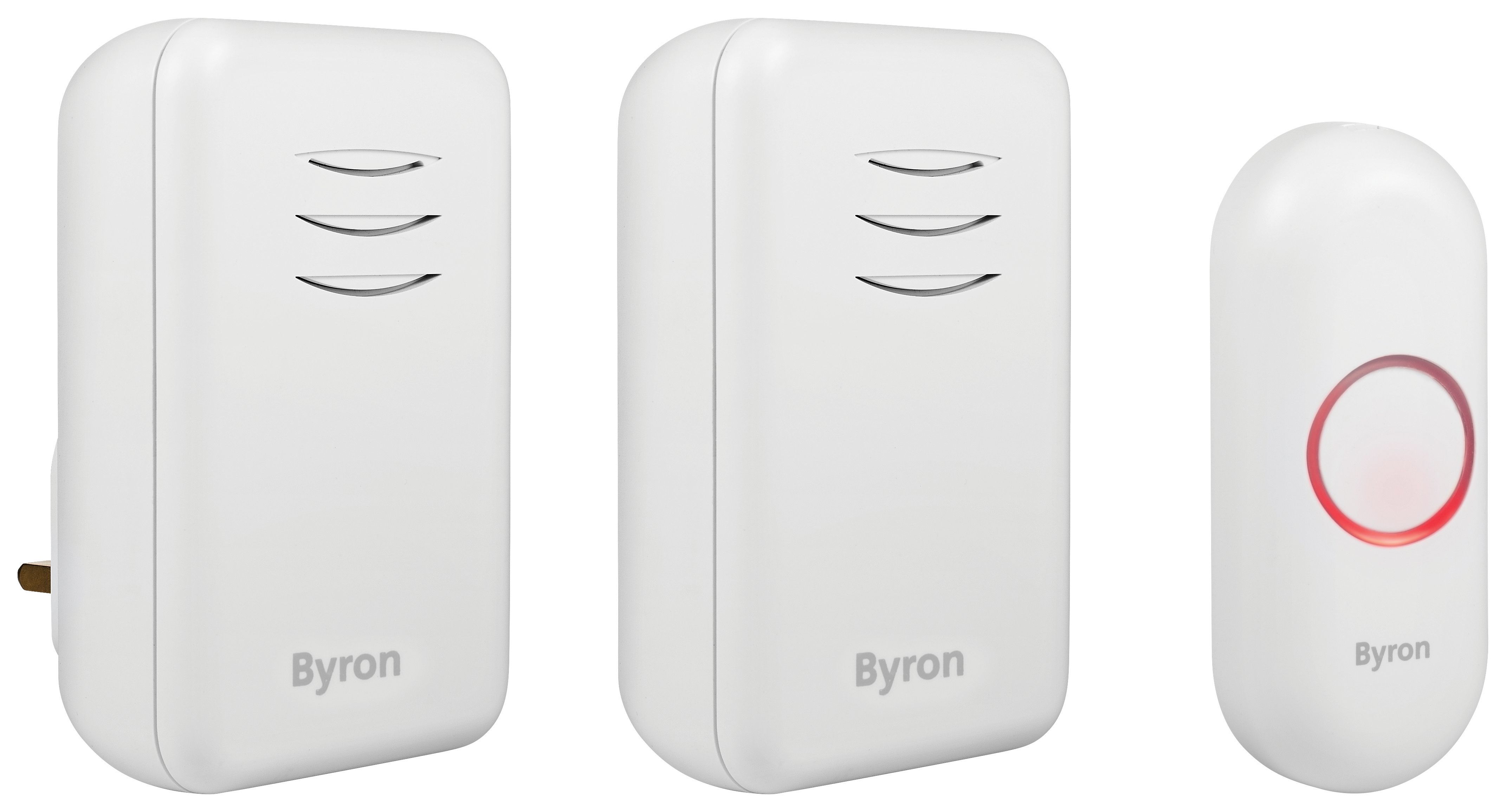 Image of Byron 150m Twin Portable/Plug-in Wireless Doorbell set
