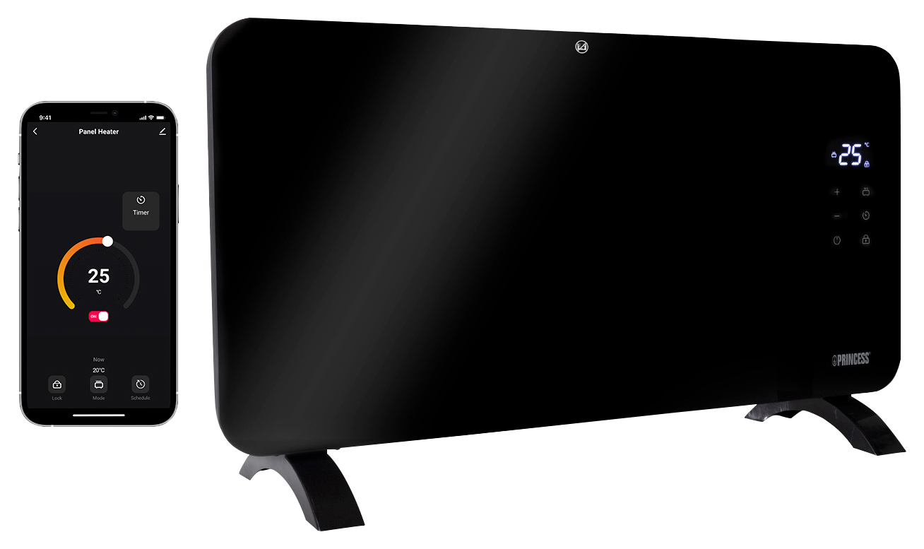 Image of Princess Smart Glass Panel Heater 1500W Black