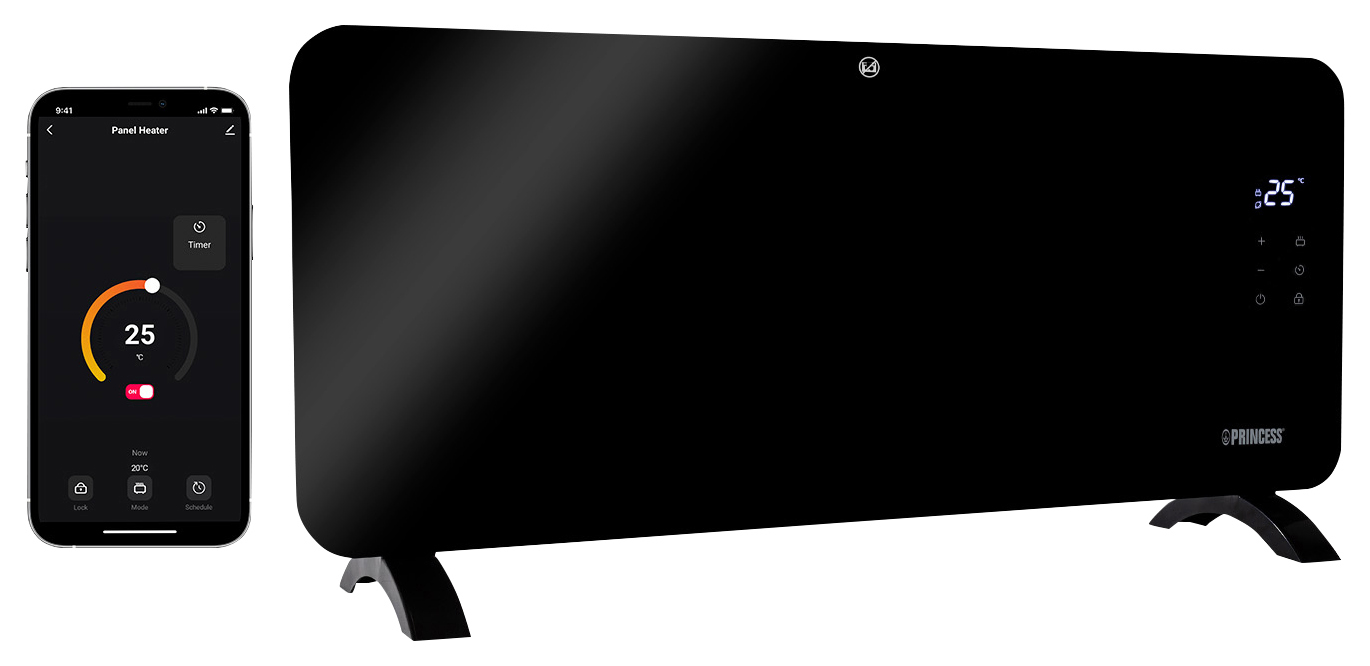Image of Princess Smart Glass Panel Heater 2000W Black