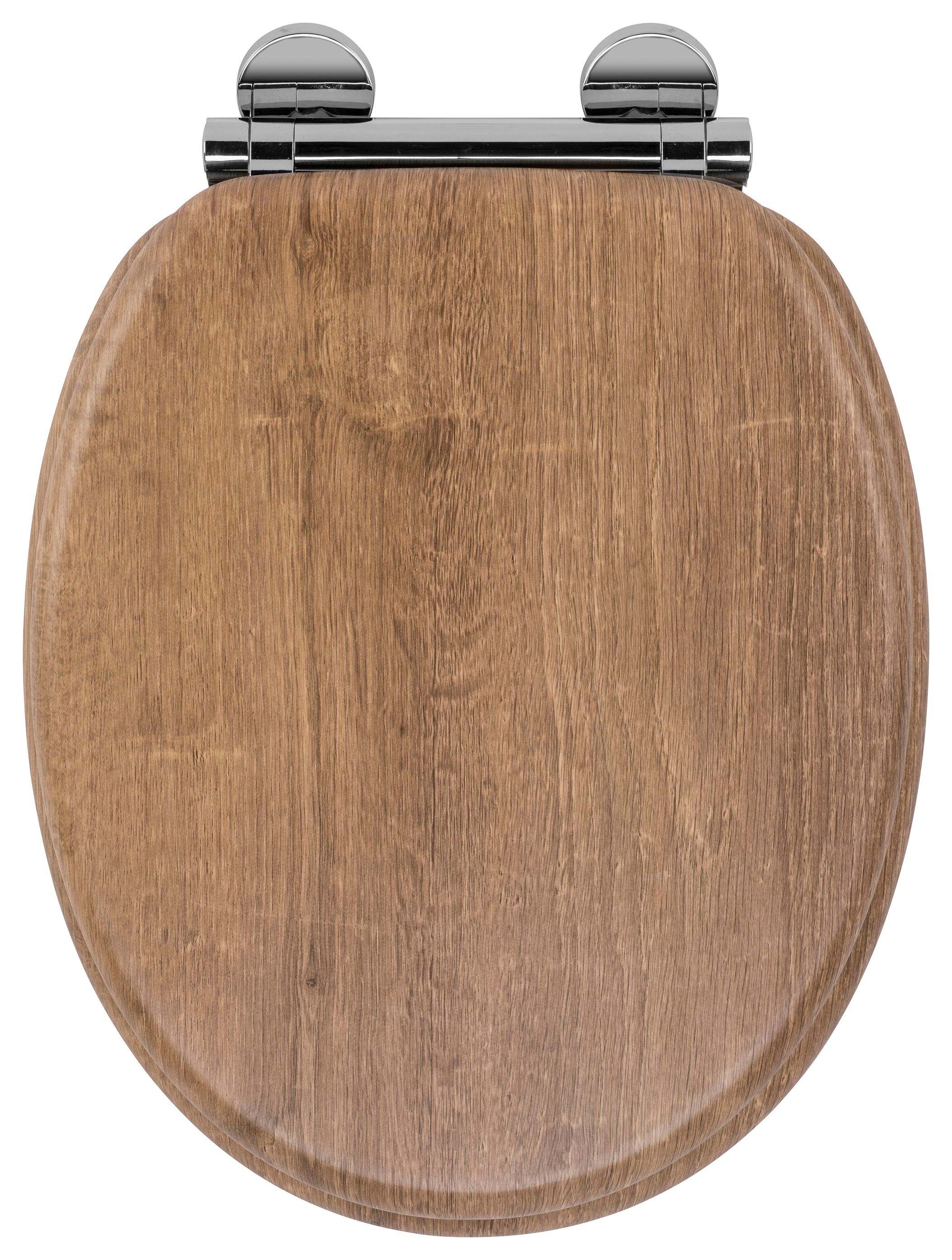 Image of Croydex Ontario Flexi-Fix™ Wooden Soft Close Toilet Seat - Oak
