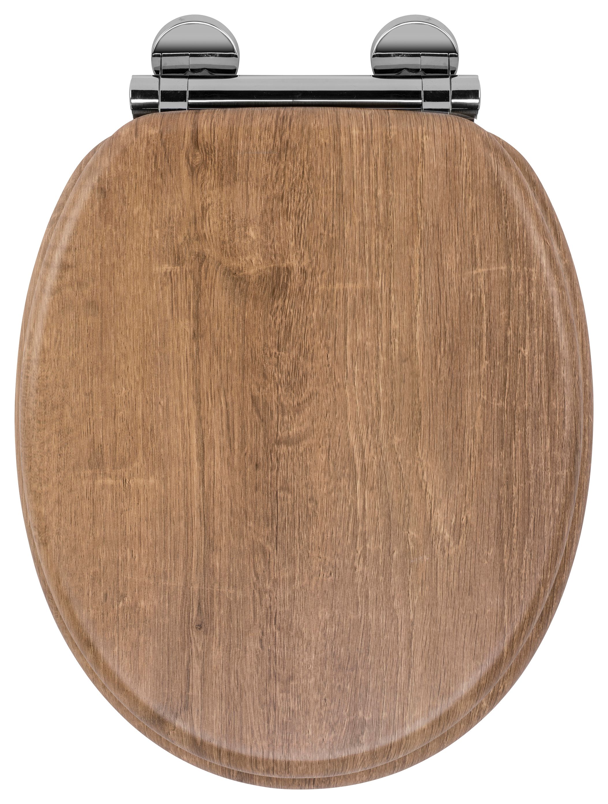 Croydex Ontario Flexi-Fix Wooden Soft Close Toilet Seat - Teak Effect