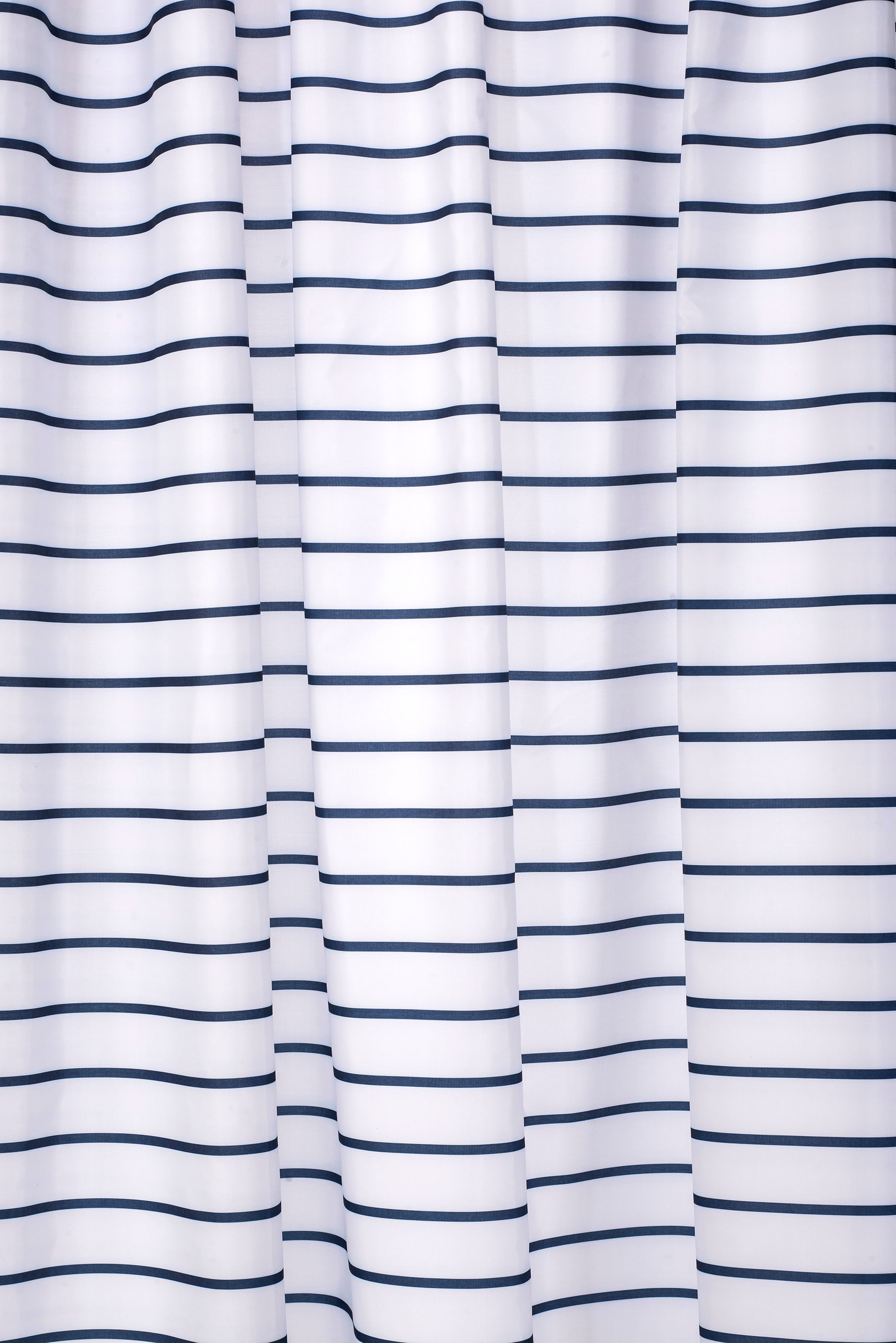 Image of Croydex Textile Shower Curtain - White/Navy Stripe