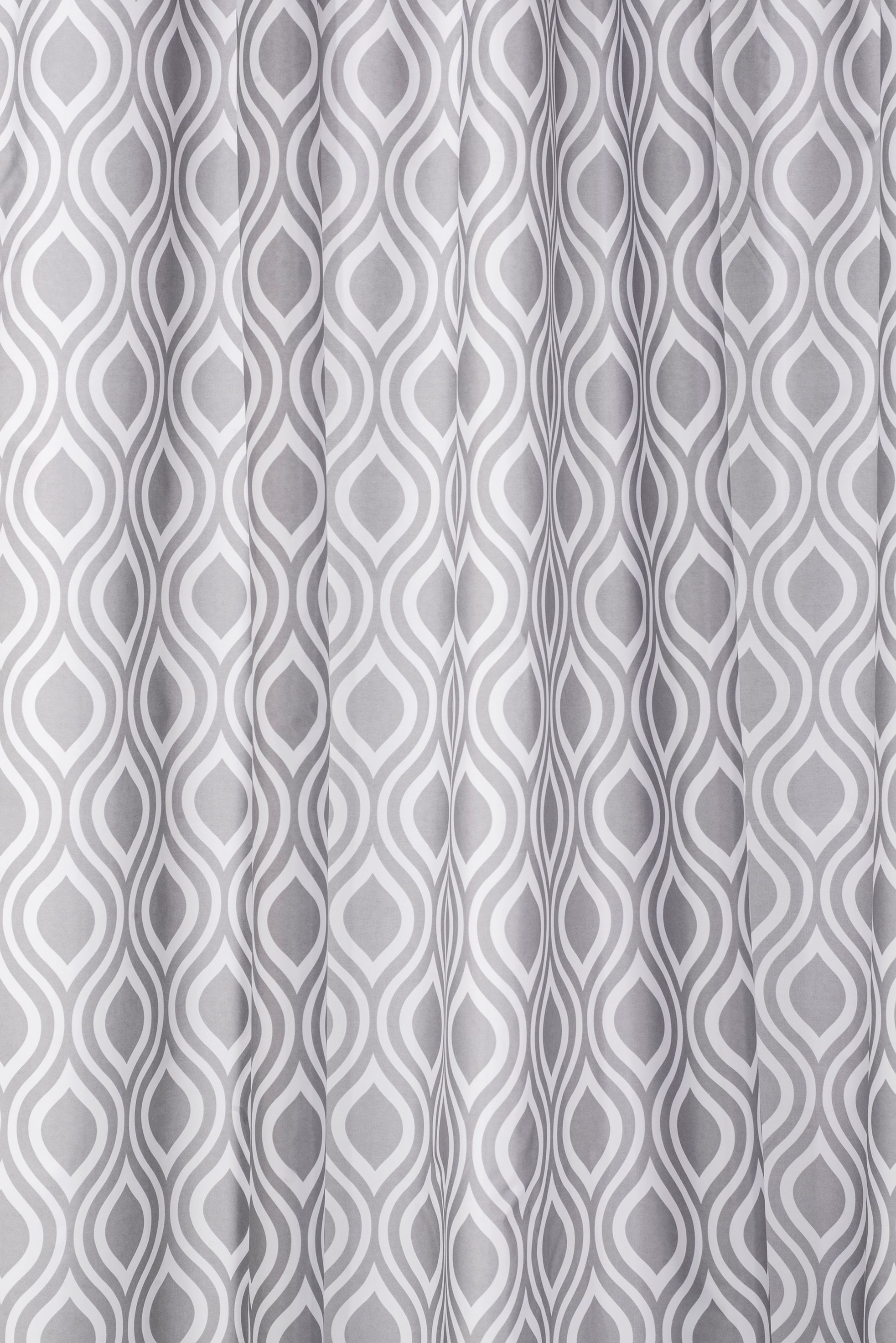 Image of Croydex Medallion Bathroom Shower Curtain - Grey/White